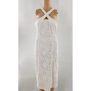 Eva Mendes Lace Sheath Dress - White (Size 2)